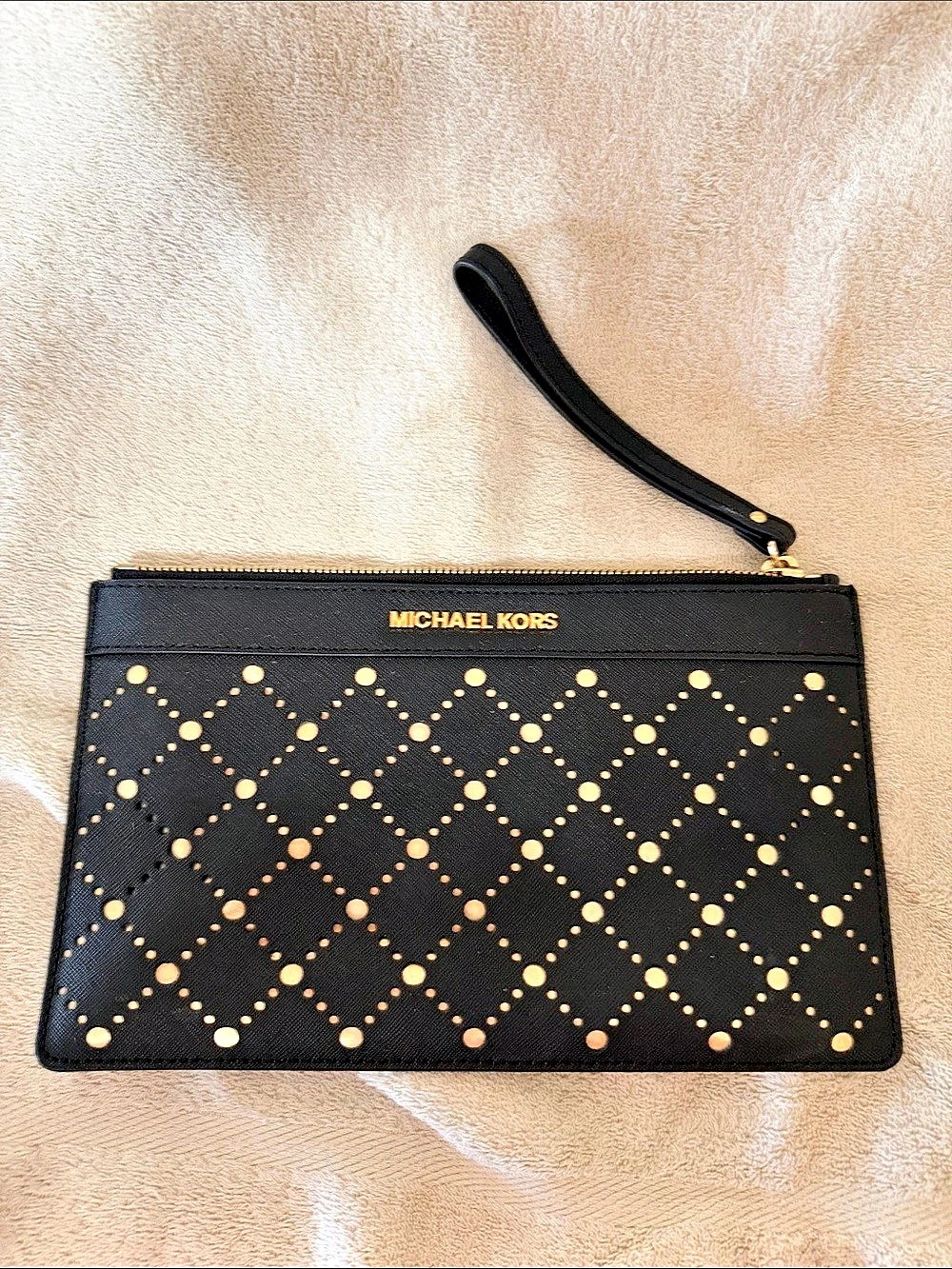 Authentic Michael Kors Studded Black Wristlet Clutch